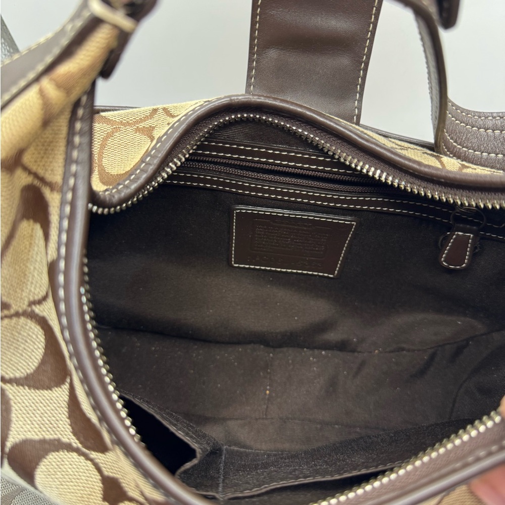 Coach Brown and Tan Signature Hobo Bag & wallet - Picture 6 of 13